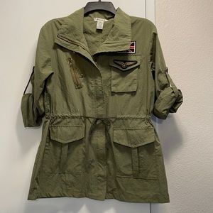 Army Green Military Style Shirt Dress